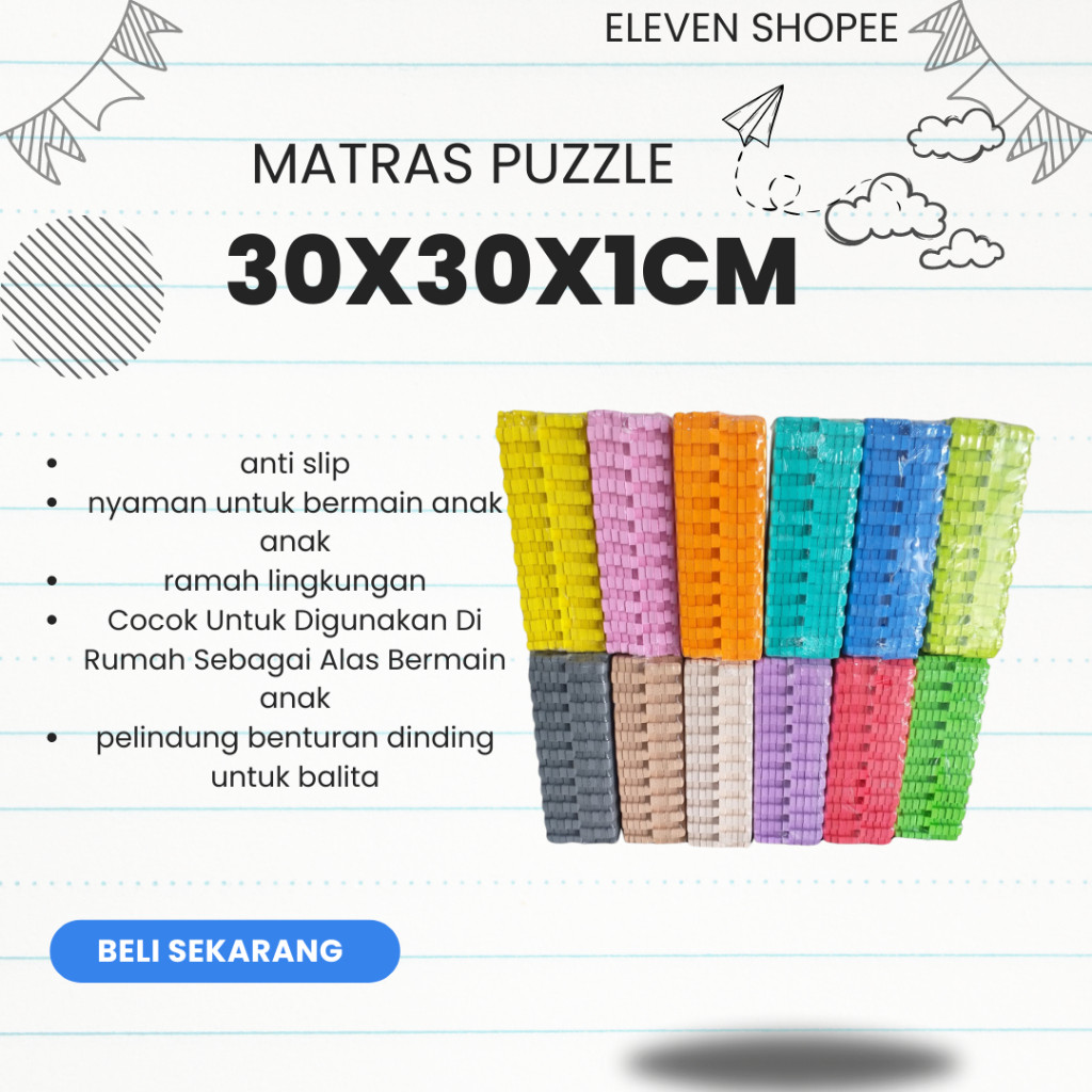 Matras Puzzle Polos - Alas Lantai Bayi - Karpet Puzzle Eccomat 30x30x1cm