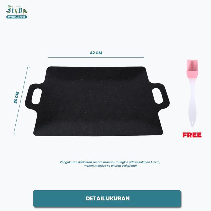 SINDA Multi Grill Pan BBQ Datar Wajan Panggang Persegi Kebab Anti Lengket M-1204 Bahan Baja Lapisan 