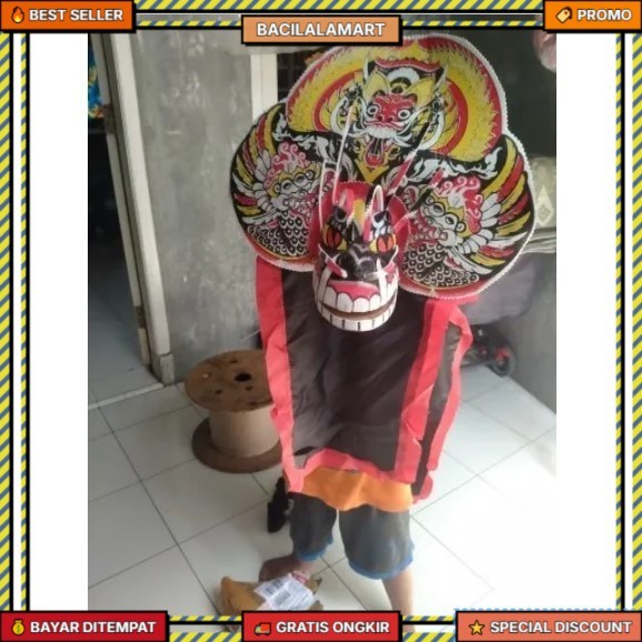 Mainan topeng barongan anak 
 tradisional caplokan devil spon kecil anak 2-4 tahun kucing kain panja