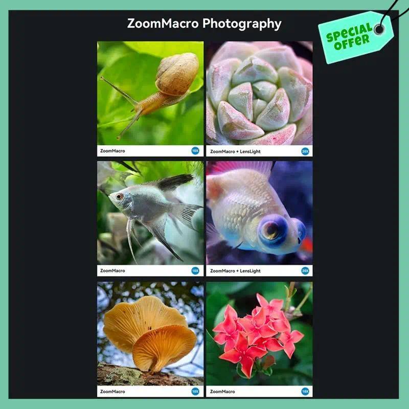 A95Q1020X Zoom Macro Lens With LED Fill Light Universal Clamp HD Camera Lens Kit For Iphone  Smartph