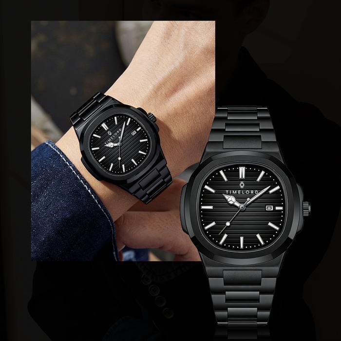 [A6]TIMELORD 2066 Jam Tangan Pria Premium Kaca Safir Stainless Steel 316L Tahan Air 5ATM COD - 2066-