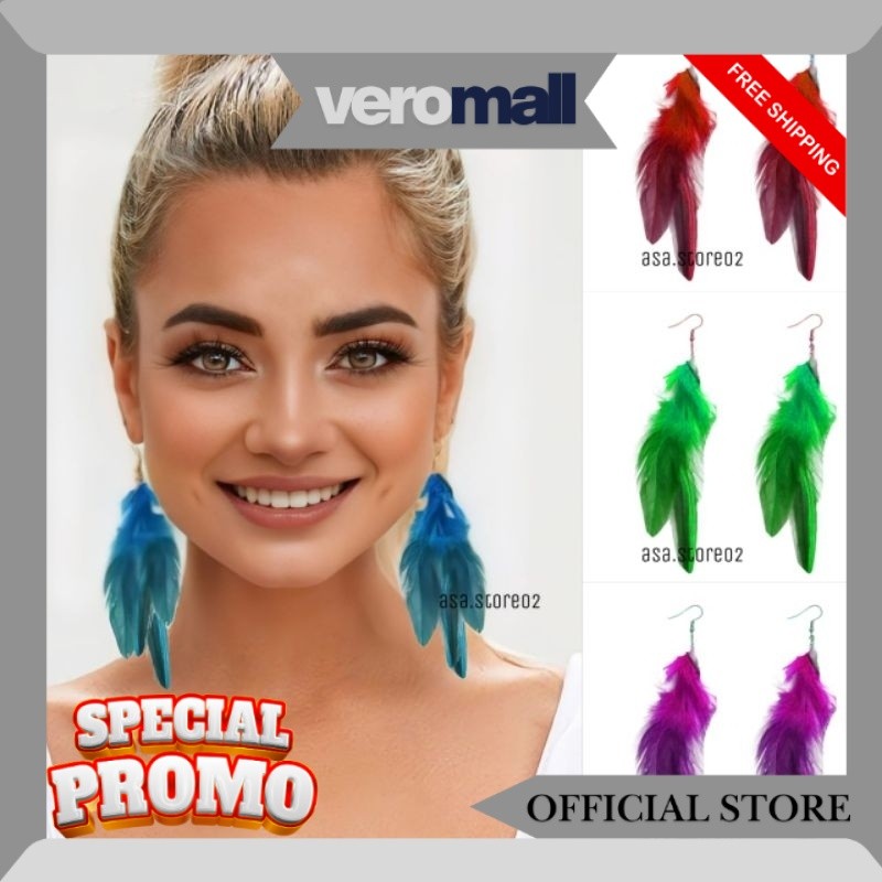 Anting Bulu Angsa/Anting Tusuk/Aksesoris Fashion JM