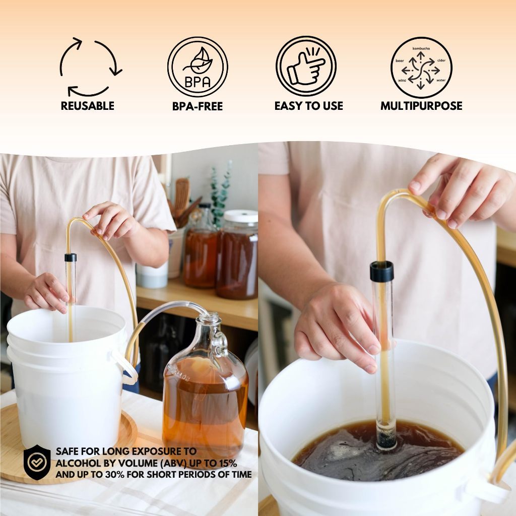 Auto Siphon Racking Cane Homebrewing Wine Beer Fermentation Tube Siphon Pump with Hose Holder