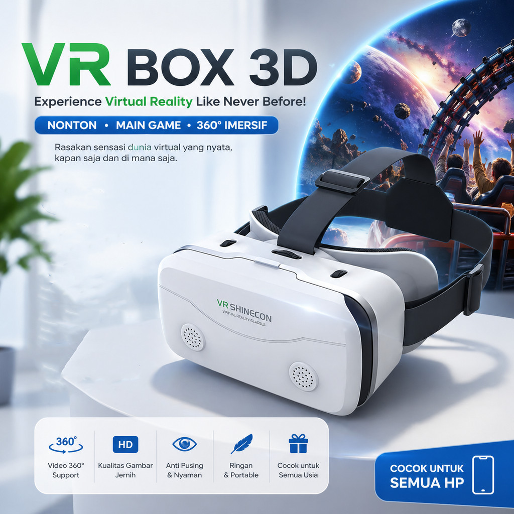 VR Box Shinecon G15 3D IMAX Kacamata Virtual Reality 4.7-7 Inch Support Kacamata