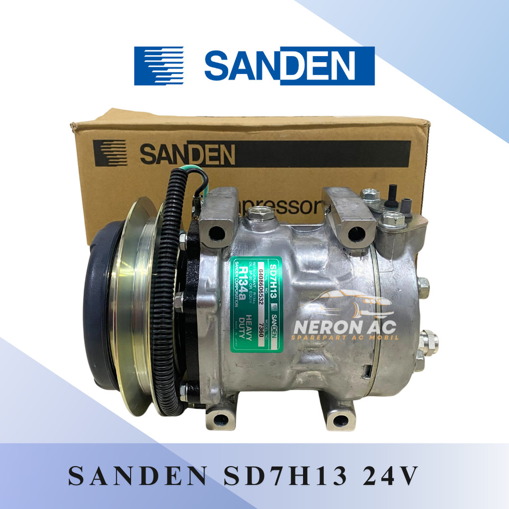 COMPRESSOR KOMPRESOR AC SANDEN SD7H13 24VOLT UNTUK ALAT BERAT SANDEN ASLI 7H137360