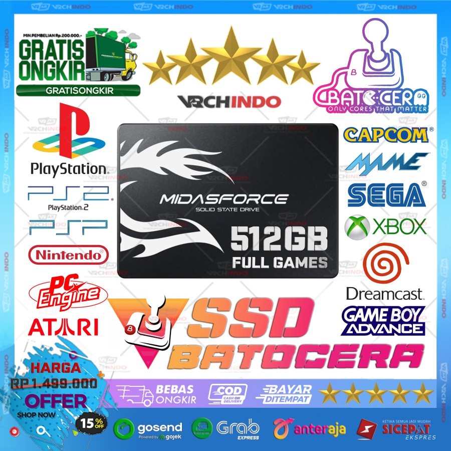 512GB SSD External Game Batocera / Retrobat Emulator Emulator - All in One Games Console Retro Emula