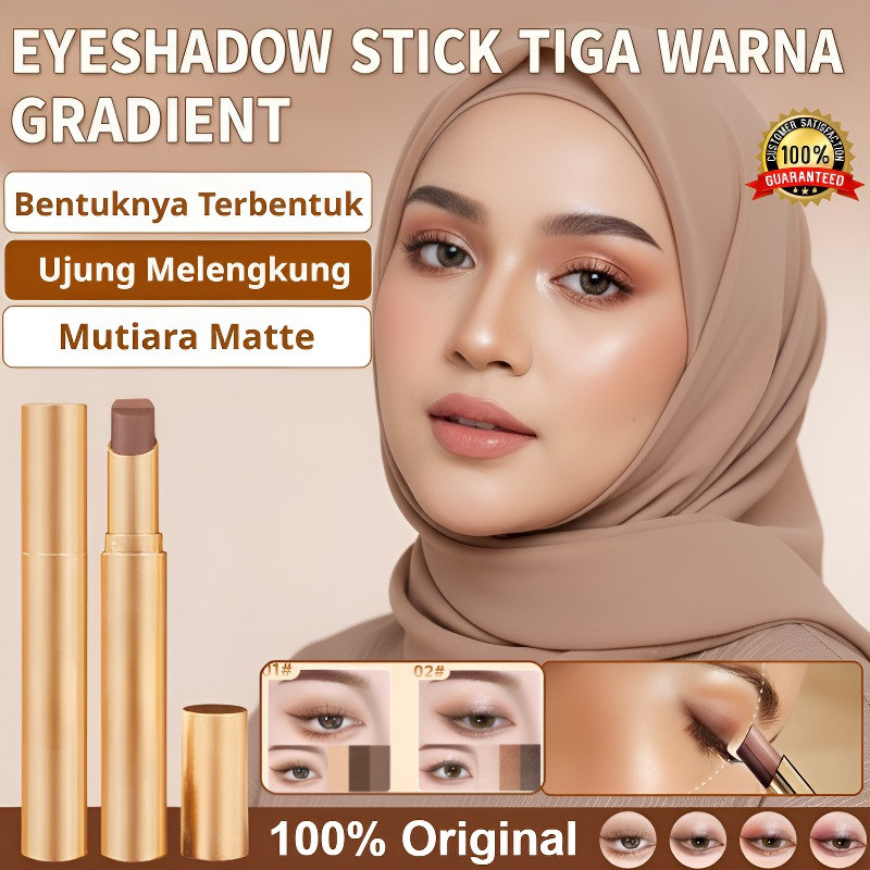 COD [Tahan Air/Mudah Digunakan] Stik Eyeshadow Glitter Gradien Tiga Warna/Stik Eyeshadow Berlian Ema