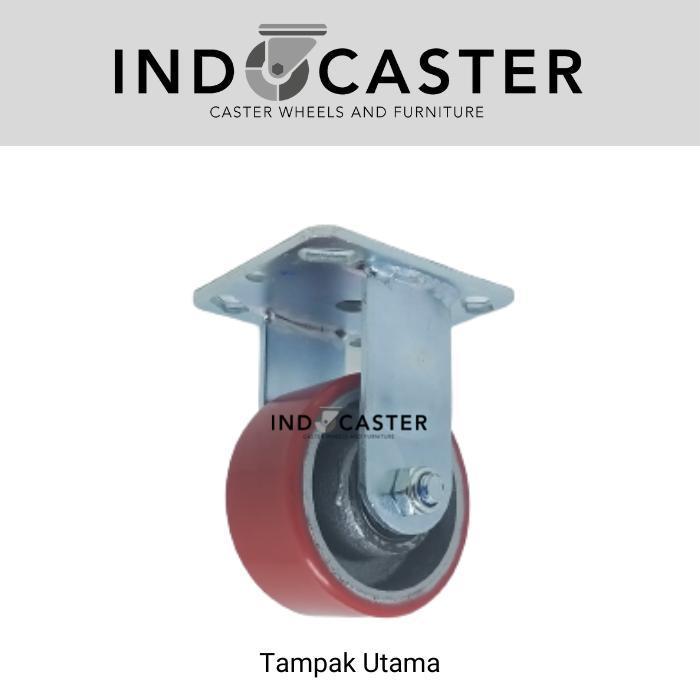 Roda Troli PU RHJ-TW Heavy Duty Caster Plat Mati Diameter 4 Inch