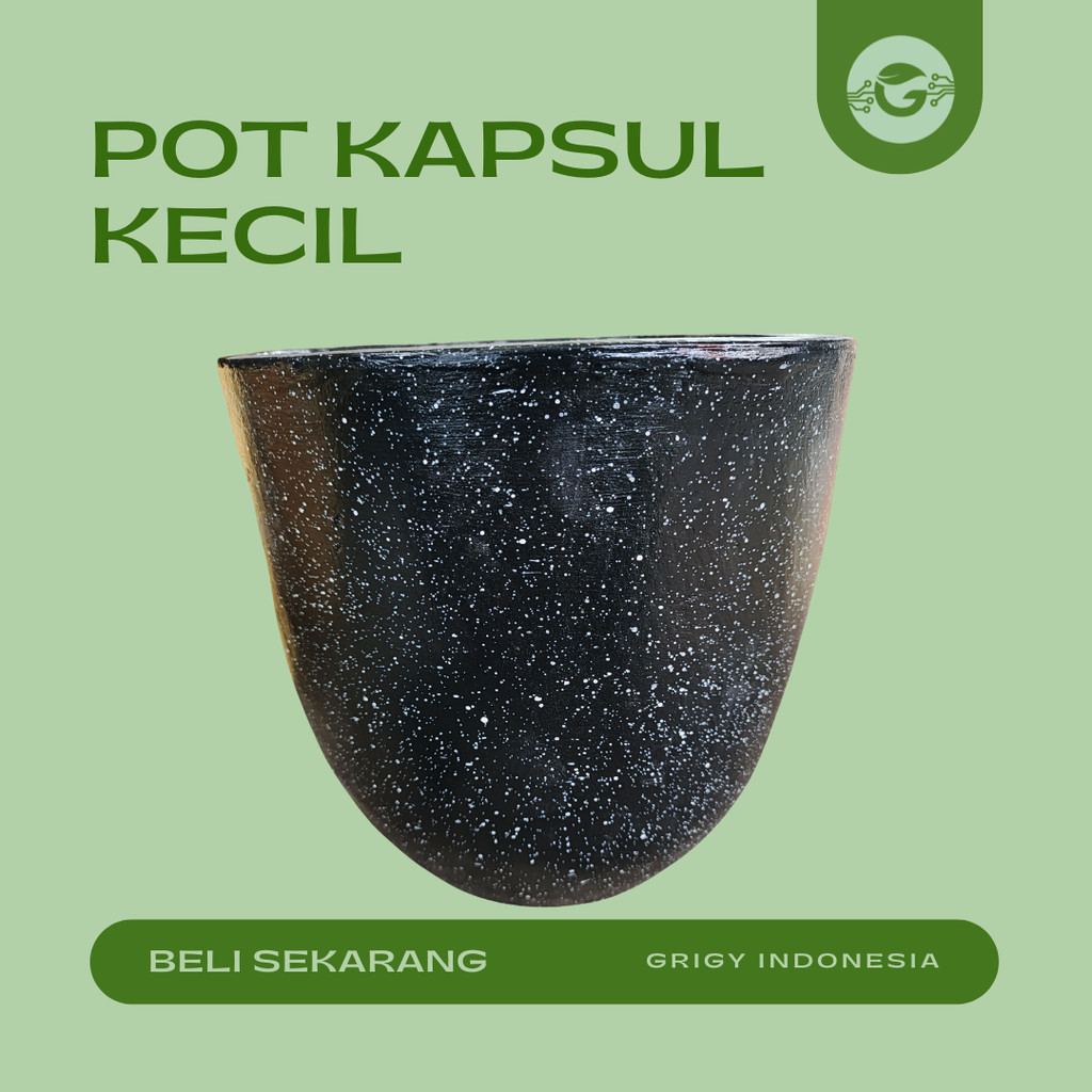 POT KAPSUL KECIL SEMEN – POT TANAMAN BETON MOTIF GRANIT HITAM MODERN