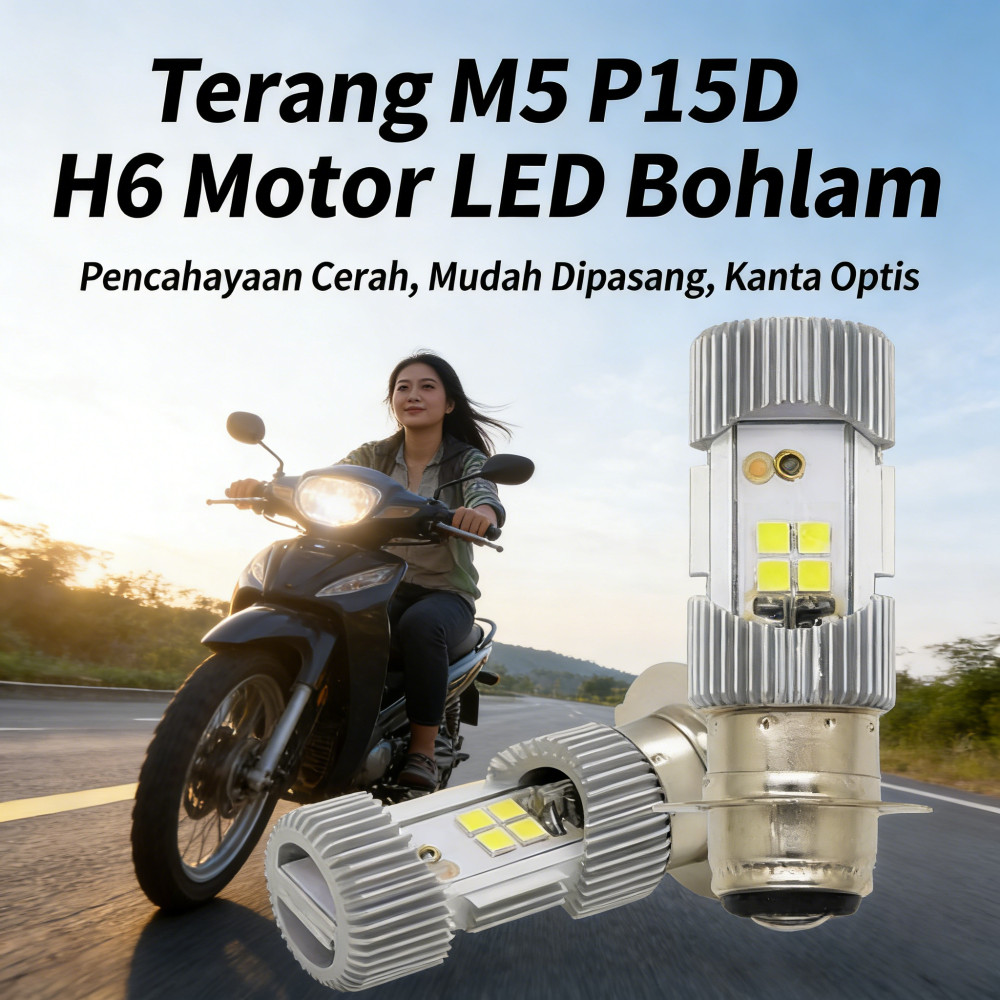 Depan Lampu Led 80v Motor Super Terang Bohlam Canbus P15D H6 M5 Led Bohlam Sepeda Motor Terang Led L