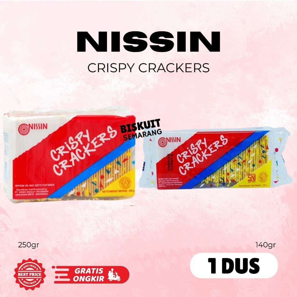 1 DUS Nissin Crispy Crackers 250gr isi 30pcs Crispy Original Asin Untuk Hadiah