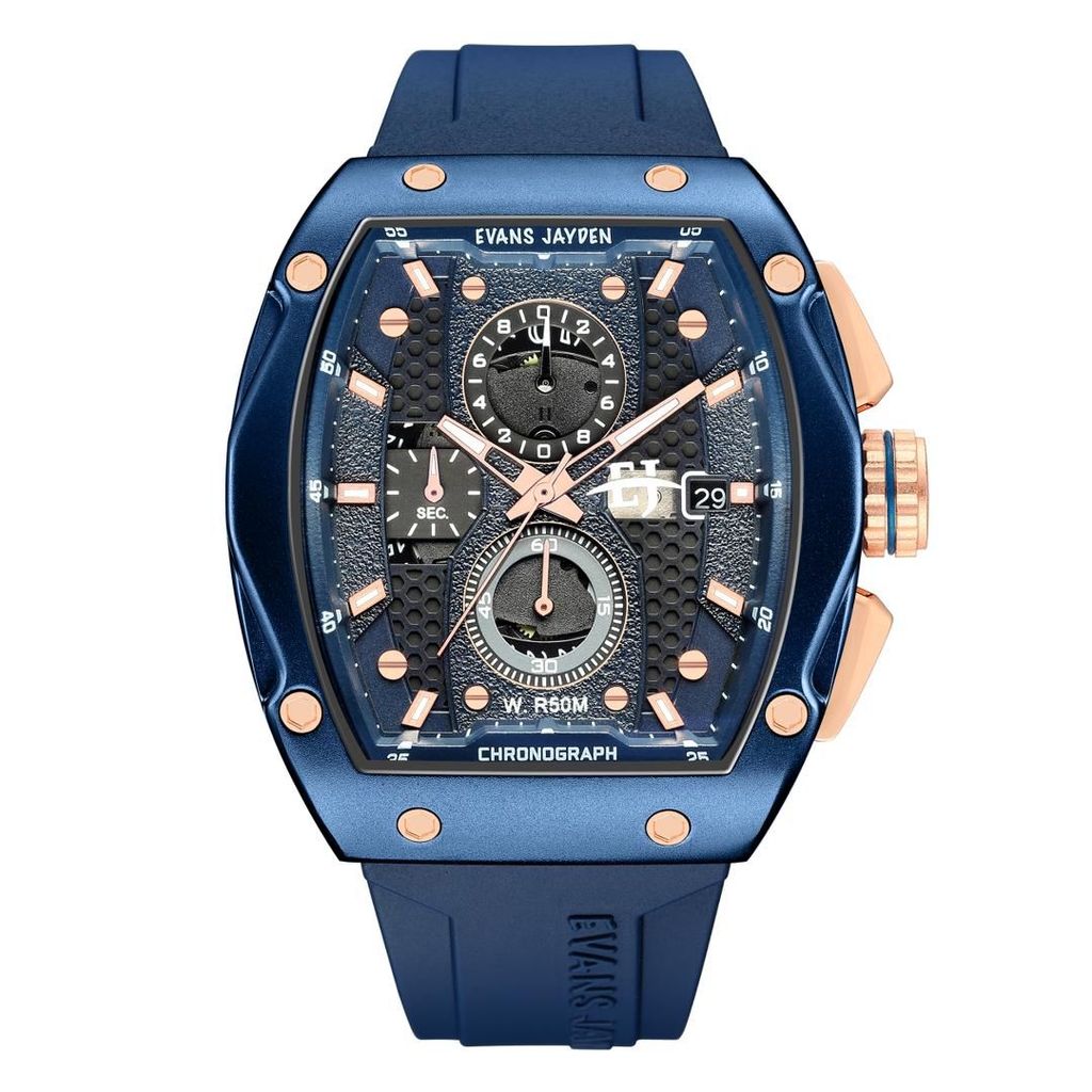 Evans Jayden Jam Tangan Pria 9556 Rubber Silicon Kaca Sapphire Chronograph Water Resistant 5ATM Stai