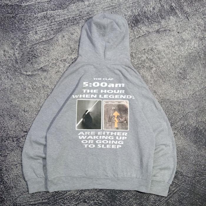 Hoodie pria THE CLAP art abu abu casual murah size xl