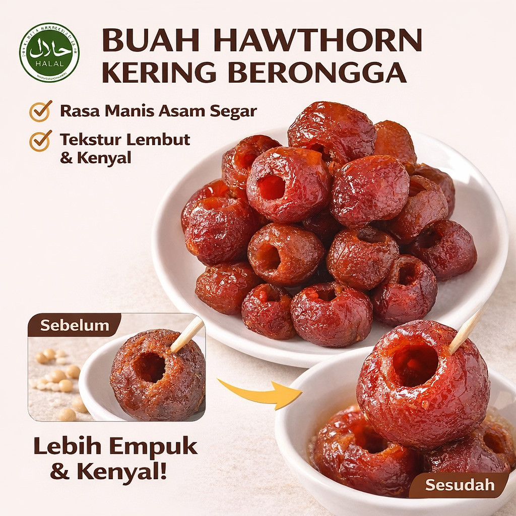 Hawthorn Tanpa Biji / Kosong Inti Hawthorn / Camilan Sehat Hawthorn / Tanpa Gula Ditambahkan / Hawth