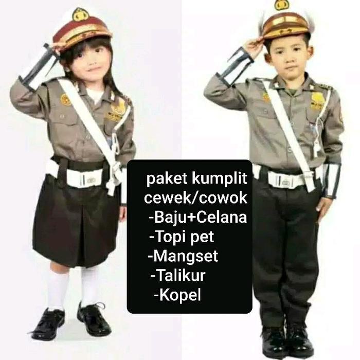 BAJU POLISI ANAK /SERAGAM POLISI ANAK/BAJU POLISI ANAK/POCIL Politik/Meme Fashion - s, Cowo pakai ce