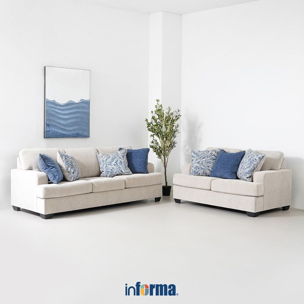 Informa Ashley Scottsveal Sofa Fabric - Krem Beige Sofa Ruang Tamu Sofa Minimalis Kursi Sofa Kursi R