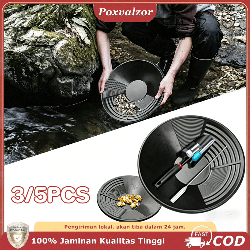 Poxvalzor 5PCS/Set Alat Penambangan Emas Plastik Piring Tambang Emas Alat Dulang Emas Berkualitas