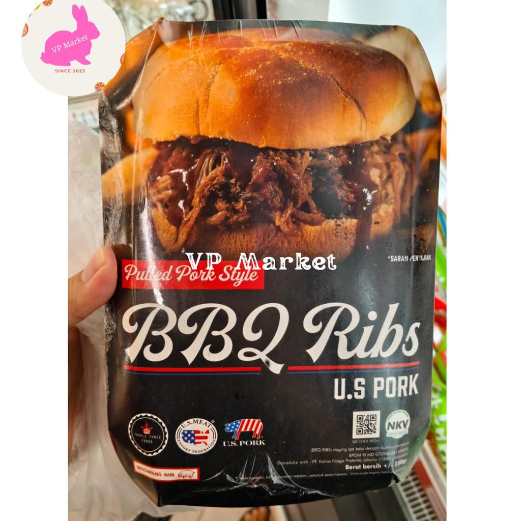 Pulled Pork Ribs BBQ US Pork | Daging Iga Babi Panggang Tanpa Tulang Frozen 250g | Pack
