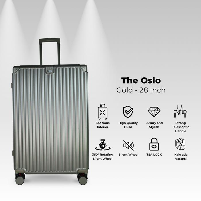 Travel Ease - Oslo Koper 28 inch Warna Emas Gold Alumunium Tahan Banting Koper 4 Roda