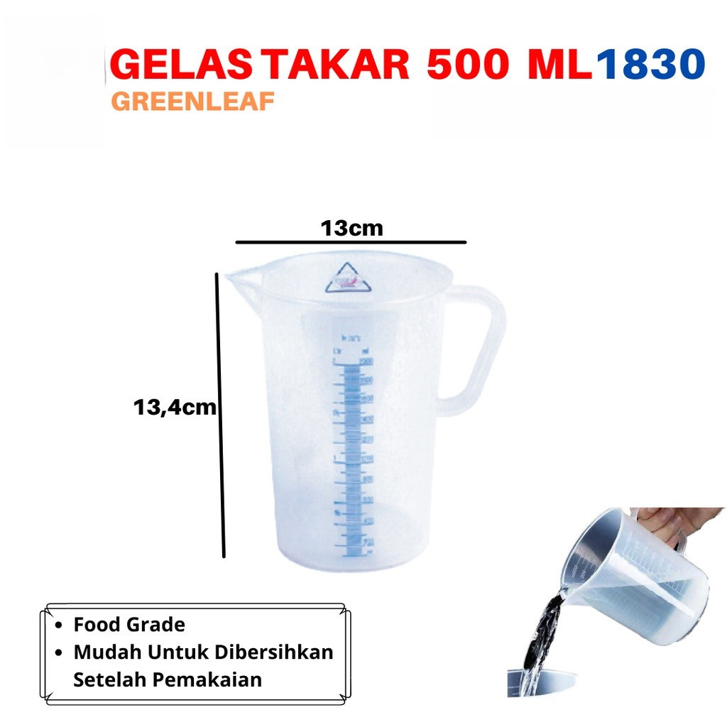 Gelas Takar Ukur 500 ml 1830 Green Leaf