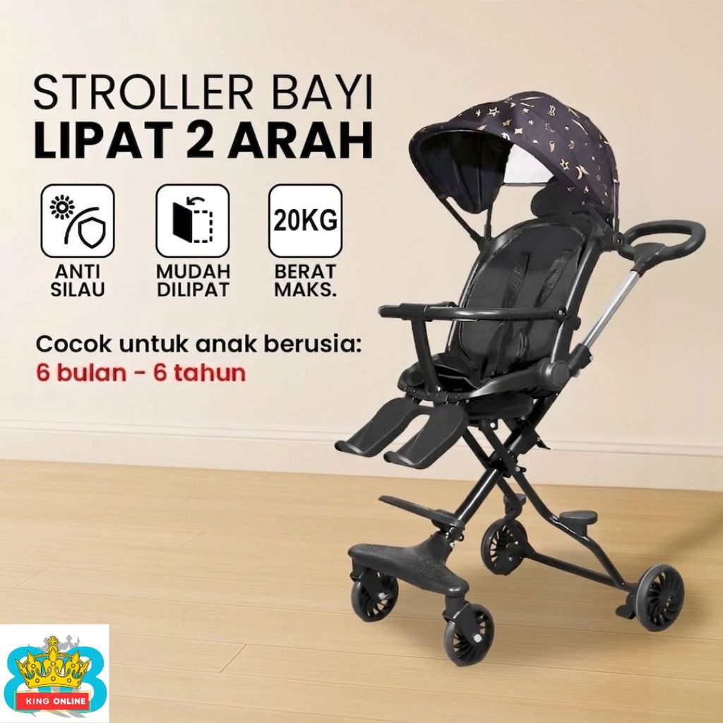 Stroller Anak Kereta Dorong Bayi 2 Arah - Stroller Baby Lipat Travelling 0-5 Tahun