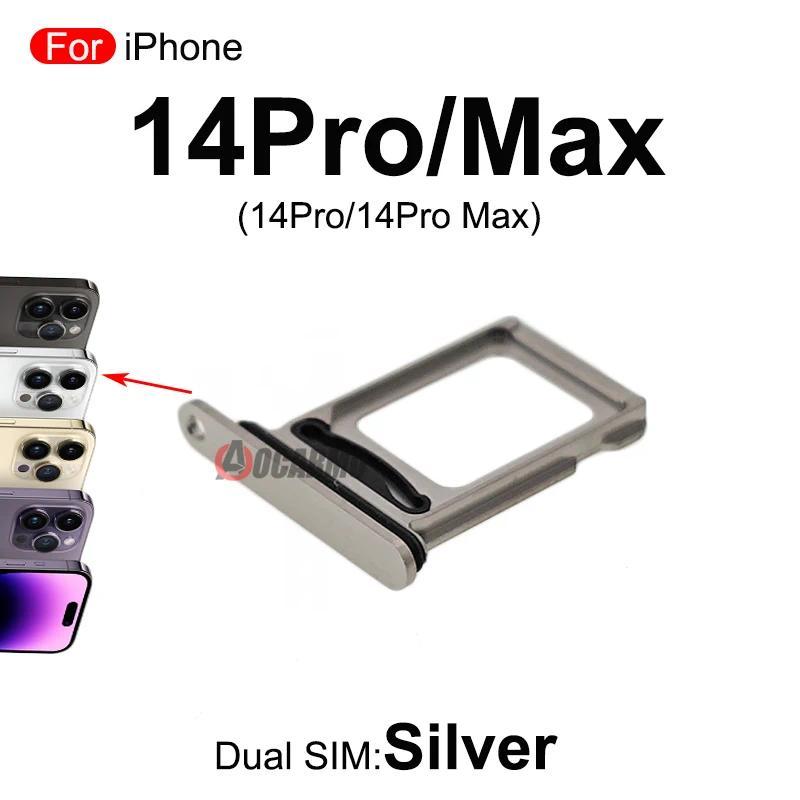 Single / Dual Sim Card For iPhone 14 Pro 14Pro Max SIM Tray Slot Holder Space Black /Silver/ Deep Pu