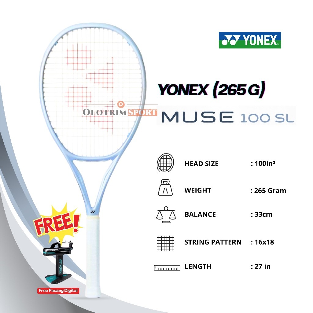 Raket Tenis YONEX MUSE 100 SL 265g Racket Tennis Frame 100% ORIGINAL YONEX