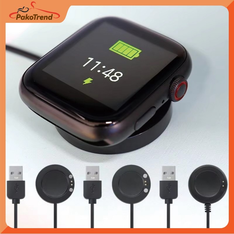 Kabel Charger Smartwatch T500+ Series 7 2 Pin Dock Charger Jam Pintar Hiwatch Pengisian Cepat Untuk 