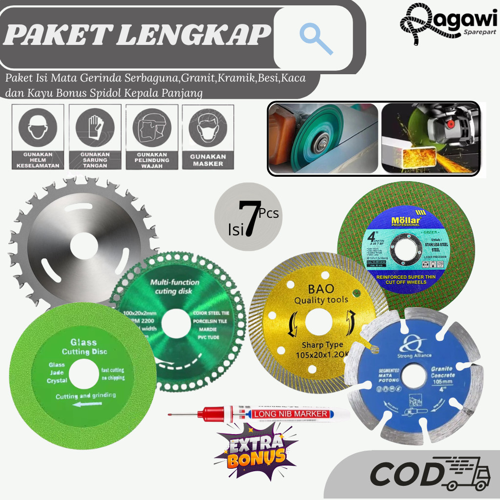 Terbaru Paket Hemat 6 Pcs Mata Gerinda Gratis Spidol dan Ring Gerinda Mata Gerinda Pemotongan Serbag