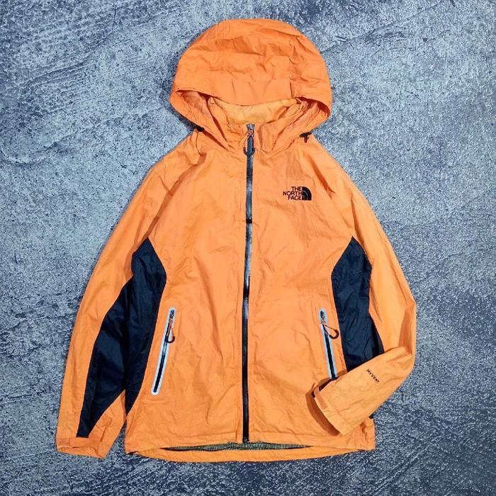 Jaket outdoor pria THE Nx Fx HYVENT  hiking gunung waterproof anti air gorpcore orange casual murah 