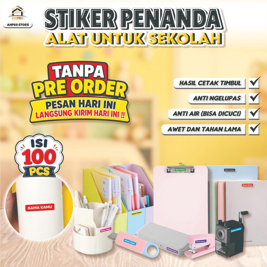 ANP88 -  100Pcs Stiker Custom Nama UV TIMBUL TAHAN AIR Cutting Sticker Nama Custom Sticker Label Nam
