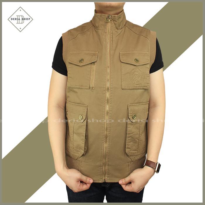 Rompi Bolak Balik Jeep Pria Tactical Outdoor Import Bahan Kanvas Khaki Hijau Jaket Motor Safety Anti