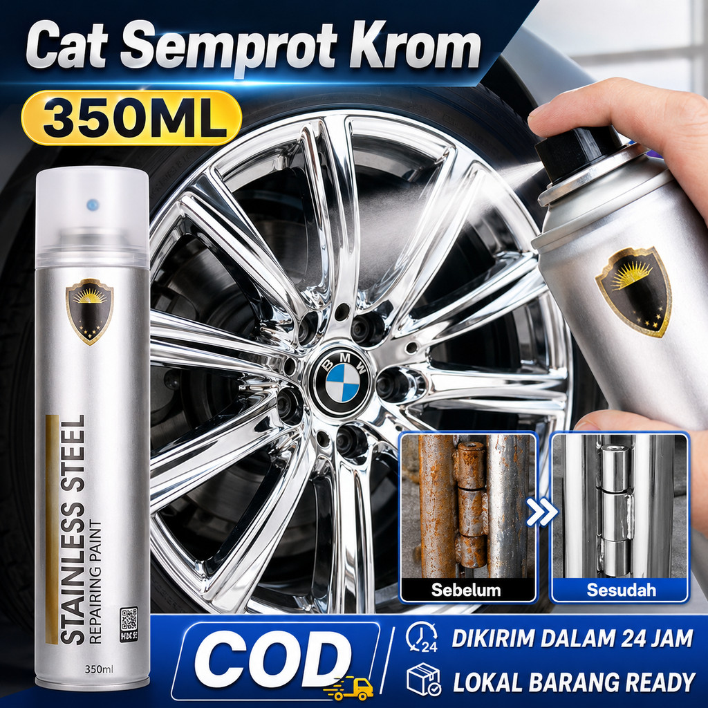 Cat Semprot Stainless Steel Silver Repair Paint Anti Karat Mobil Motor Besi Logam Kinclong