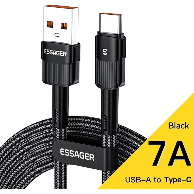 Kabel Data USB Type C 80W Fast Charging 7A Braided Pendek 0.5M