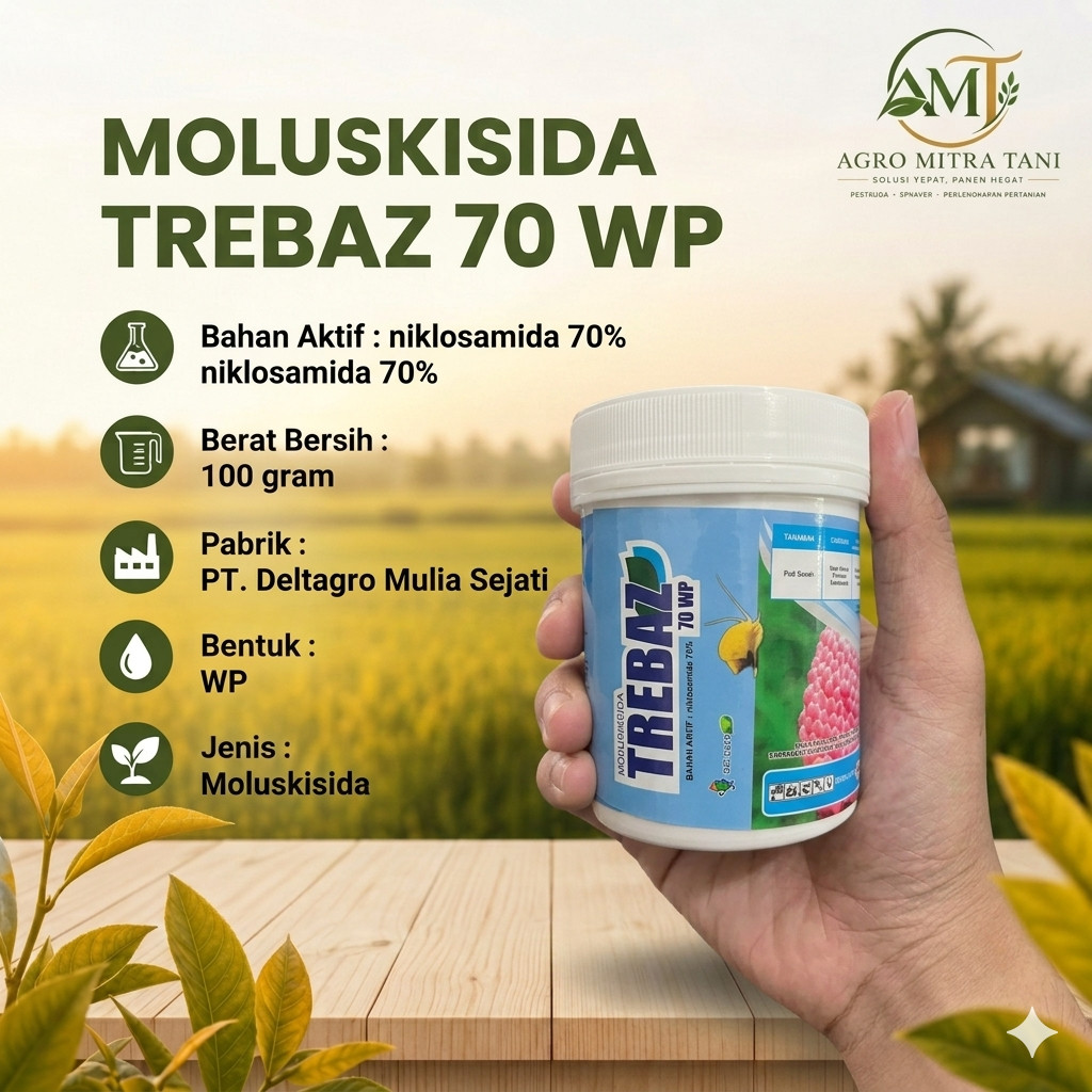 MOLUSKISIDA TREBAZ 70 WP PEMBASMI KEONG DAN SIPUT SAWAH