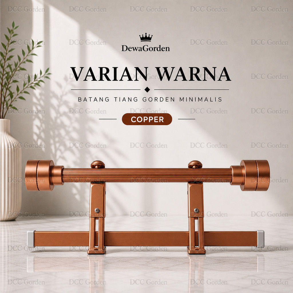 Batang Gorden Full Set Minimalis Double Rel Vitrase 1 2 3 4 Meter Coklat Hitam Putih