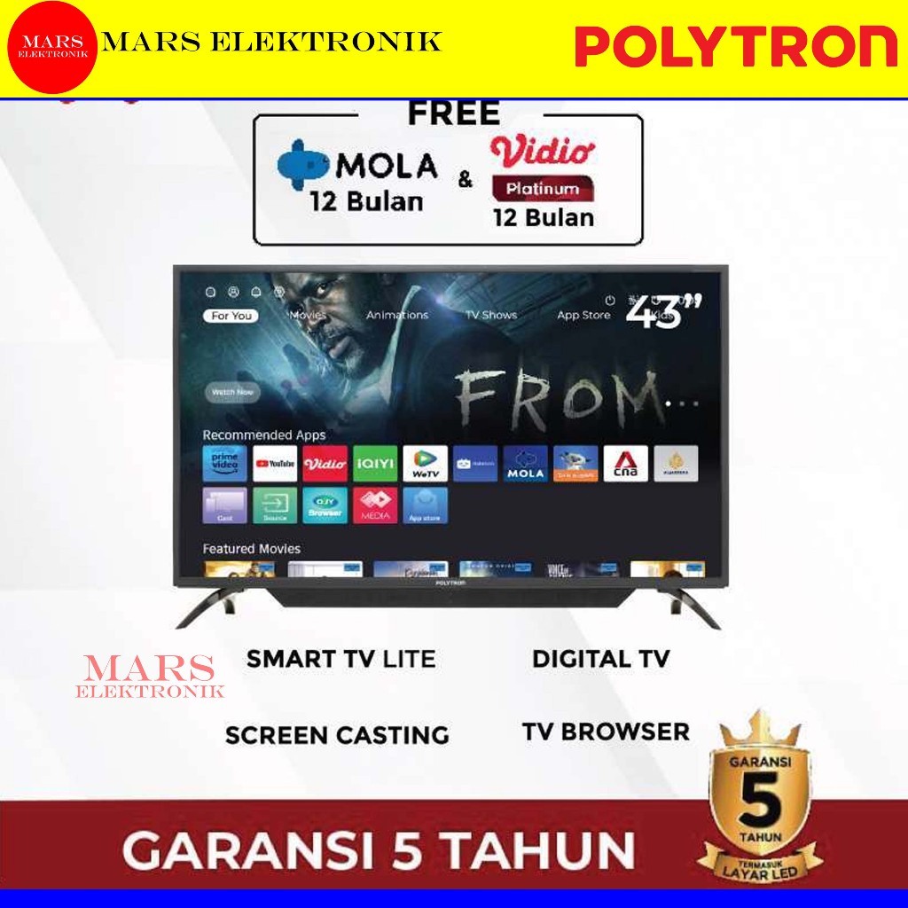 SMART TV POLYTRON PLD43CV8869 - 43 INCHI SMART TV SMART LITE DIGITAL TV 43CV8869 - READY
