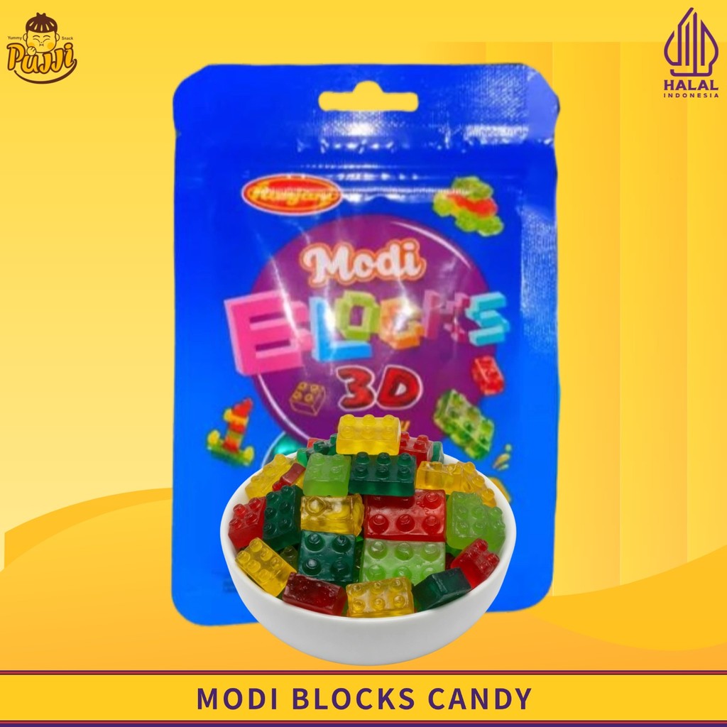 RANJANI Modi Blocks 3D Candy | Permen 3d | Permen kenyal rasa buah | Per 10 pcs