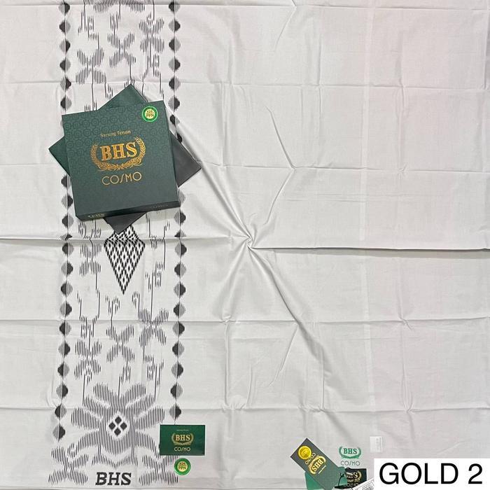 Sarung BHS Cosmo Silver dan Gold - Motif Kotak-Kotak/Pola Polos - GOLD-2