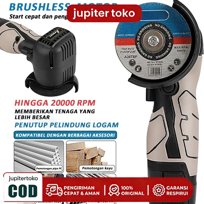 168V Brushless Gerinda Angle Grinder Cordless Mesin Gerinda Tangan Elektrik Gerinda Baterai Portable
