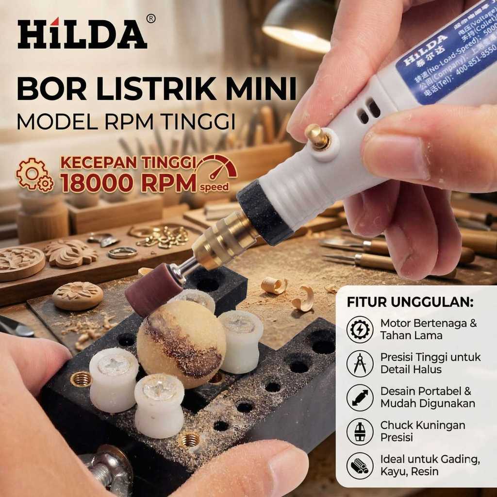 CAS - HILDA Bor Listrik Mini Rotary Drill Tool 3.2mm 18V 18000RPM - JD5202