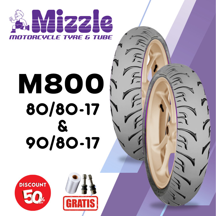 SEPASANG Ban Motor MIZZLE M800 80/80 & 90/80 RING 17 Tubeless