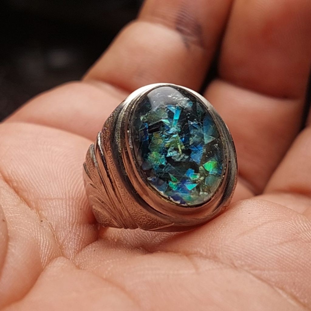 Cincin batu kalimaya banten RS Full jarong pelangi