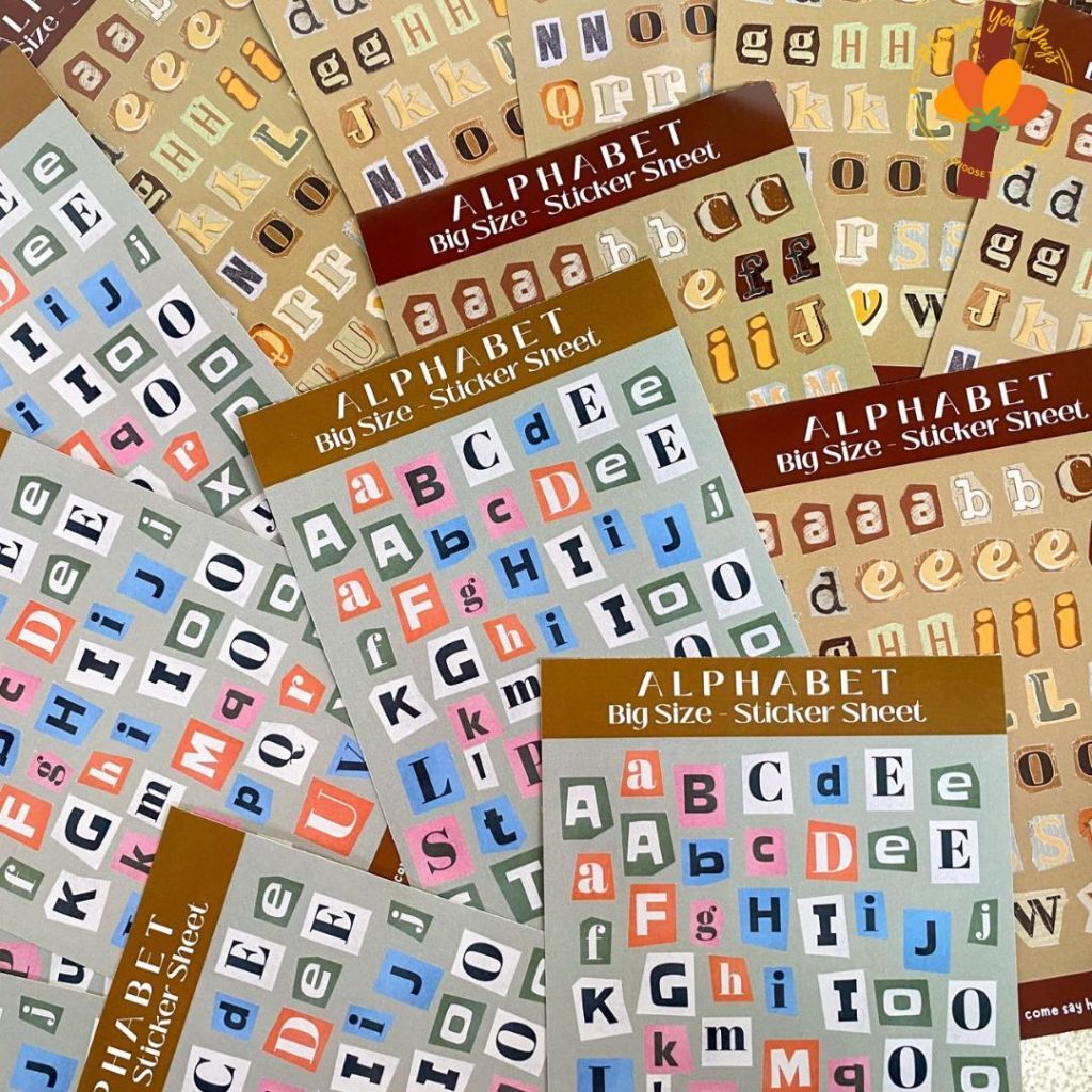Sticker huruf cutting Sticker Alfabet Huruf A-Z sticker Abjad Alphabet Sticker Huruf Aestetic Kreati