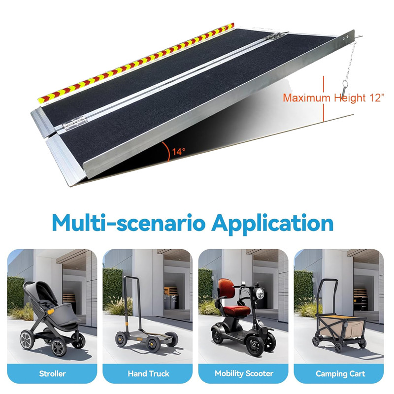Aluminium Wheelchair Ramp 92x73cm Anti Slip Portable Curb Ramp Motor Kursi Roda