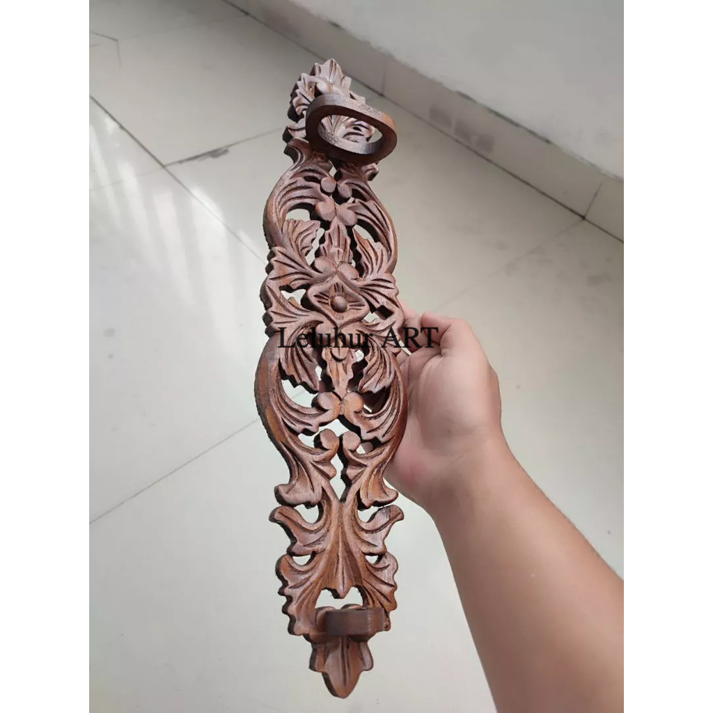 Blawong Kayu Jati Asli Ukir Halus Tempat Keris Dudukan Pusaka Minimalis Estetik