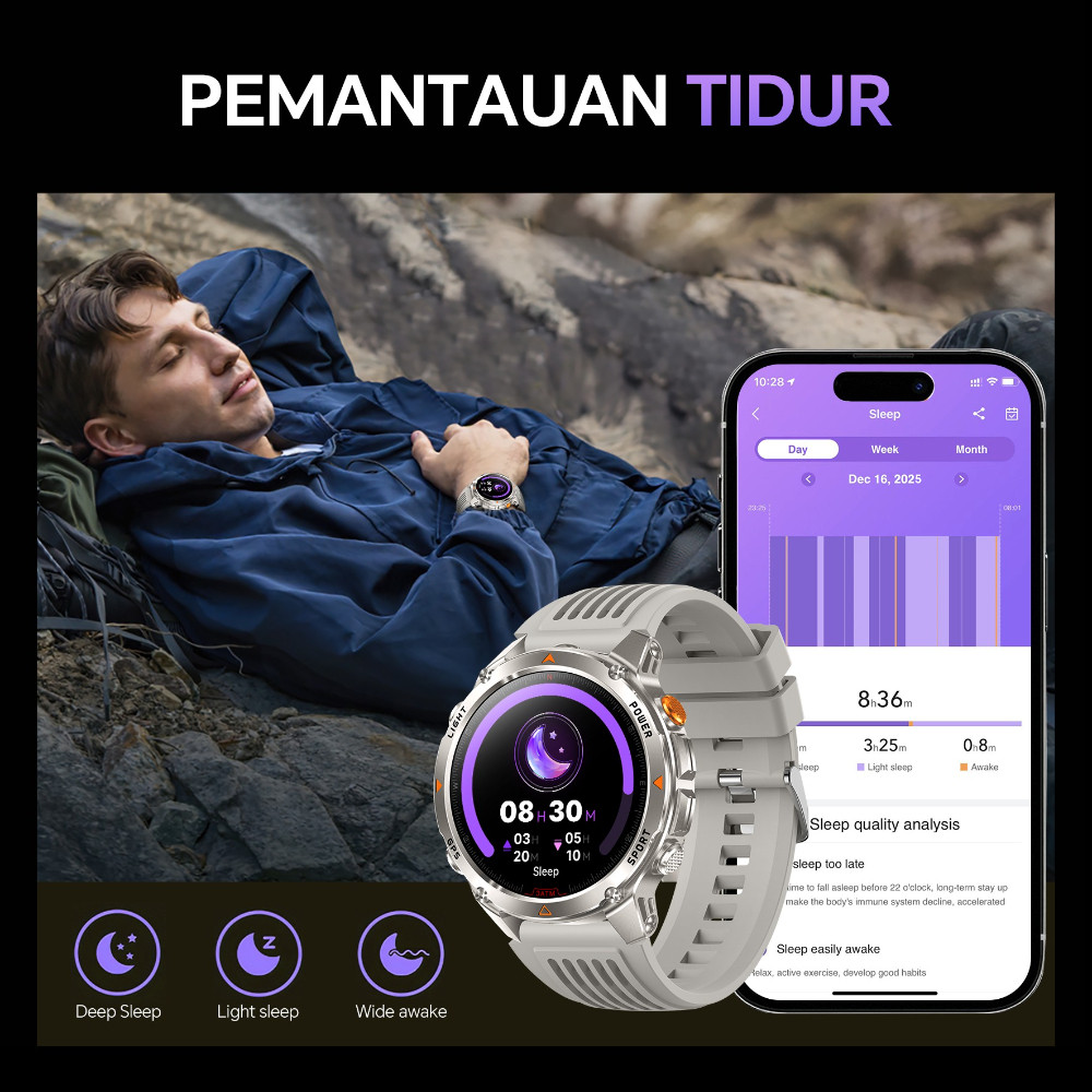 SUPER DEAL Morein Rock 2 GPS Jam Tangan Smartwatch - Layar HD 1.46'' GPS + Kompas Altimeter +