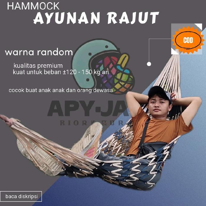 Hammock ayunan rajut || ayunan gantung di pohon || ayunan jaring panjang 250 cm Camping Outdoor