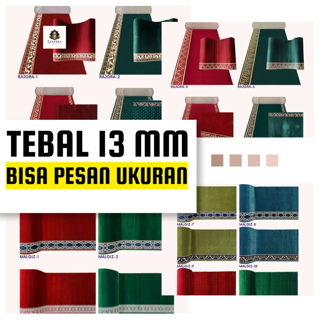 Lentera Karpet Masjid Tebal 13mm METERAN 100 x 120cm  Sajadah Mushola Bulu Empuk Lembut