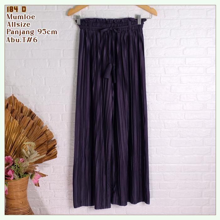 CELANA KULOT TALI PLISKET WANITA PREMIUM MODEL LURUS BAHAN MUMLOE - 184D - Abu Tua